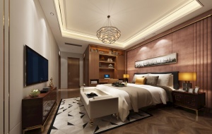 新中式卧室家装模型效果图