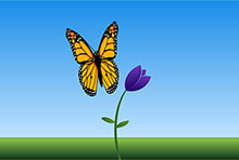CSS3花朵上蝴蝶飞舞动画特效