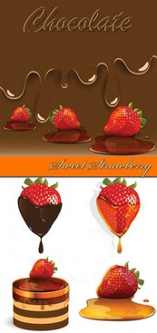 甜蜜草莓巧克力矢量图下载