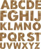 26个英文字母木纹背景矢量图