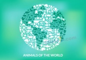 动物图标组合地球矢量图