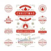 圣诞节花纹边框标签设计