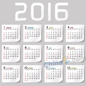 2016日历矢量模板设计