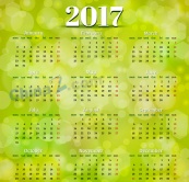 2017绿色日历模板矢量
