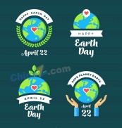 创意世界地球日标签矢量图