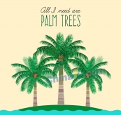 创意岛屿上的棕榈树矢量素材