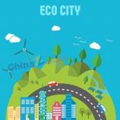 绿色生态城市插画矢量素材