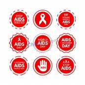 世界艾滋病日标签矢量