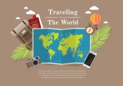 全球地图旅行插画