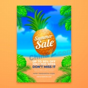 夏季促销菠萝海报矢量模板