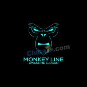 猴脸标志设计线条艺术图标
