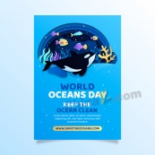 世界海洋日活动海报模板设计
