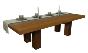 漂亮的木纹餐桌模型图片