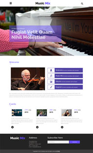紫色风格乐器网站模板