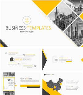 欧美大气几何风商务计划PPT模板