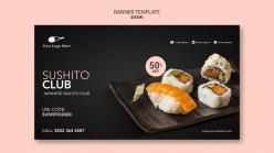 寿司餐厅横幅PSD模板
