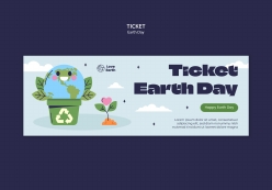 世界地球日主题票券模板设计