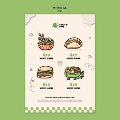 小清新可爱卡通风格BBQ美食菜单模板