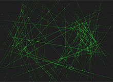 HTML5 Canvas绿色激光射线特效