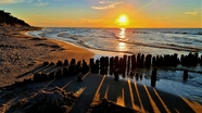 黄昏落日海滩图片