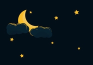 晚安星星月亮夜空卡通背景图片