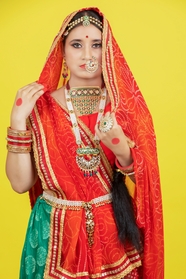 穿着印度传统嫁衣的新娘美女图片
