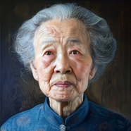 亚洲苍老发白老太太人物肖像摄影图片