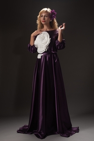 欧美优雅气质紫色连衣裙美女摄影图片