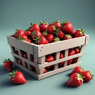 一筐子新鲜红色草莓图片
