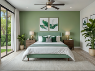 绿色小清新风格家居卧室装修图片