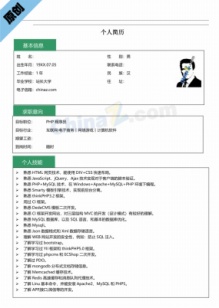 PHP程序员个人简历表格模板