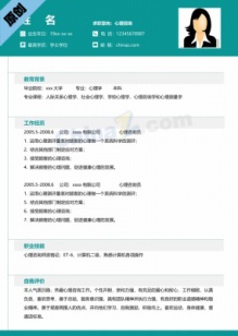 绿色极简心理咨询员应聘简历模板