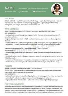 5年经验采购英文个人简历模板