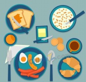 健康早餐俯视图矢量素材