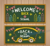 彩绘校园元素banner矢量