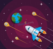 创意太空地球宇宙飞船矢量素材