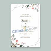 手绘花卉婚礼请柬素材