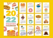 2022手绘甜品日历模板设计