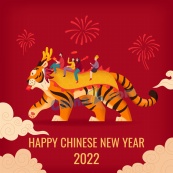 2022中国新年矢量卡通海报