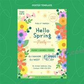 春日派对矢量花卉海报