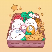 手绘日式寿司食物插图