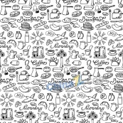 线描食物餐具矢量背景图