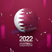 卡塔尔国旗足球矢量海报