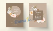 美丽的手绘鲜花婚礼请柬