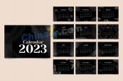 黑色酷炫2023台历模板矢量