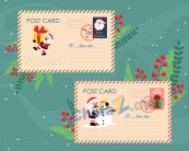 圣诞节明信片矢量模板设计