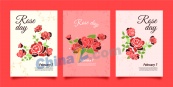 彩绘玫瑰花矢量卡片