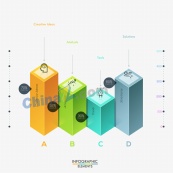 立体柱状信息图表矢量图