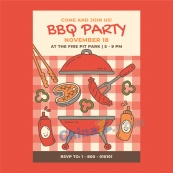 烧烤派对手绘海报矢量模板