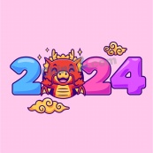 2024新年艺术字插画素材